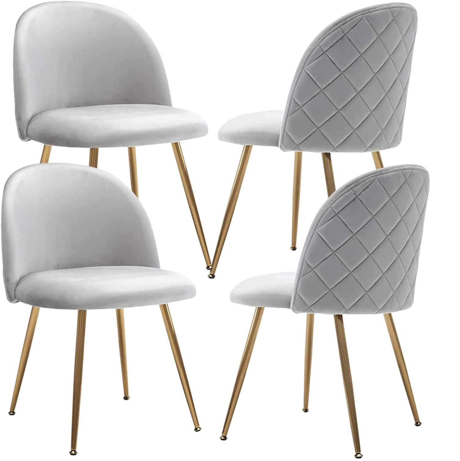 Velvet Dining Chairs Set of 4 Modern Upholstered Grey