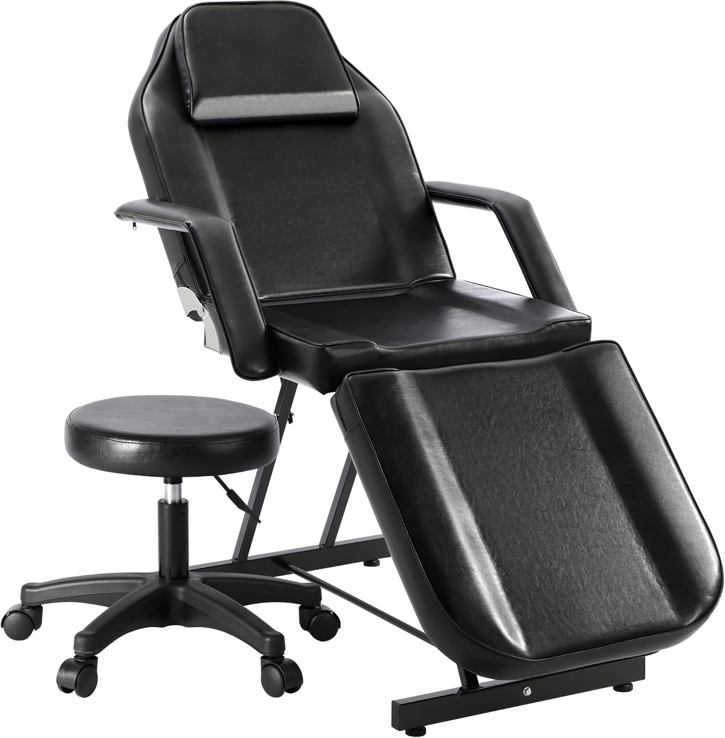 Massage Bed, Spa & Salon Facial, Tattoo Chair w/Hydraulic Stool, Black
