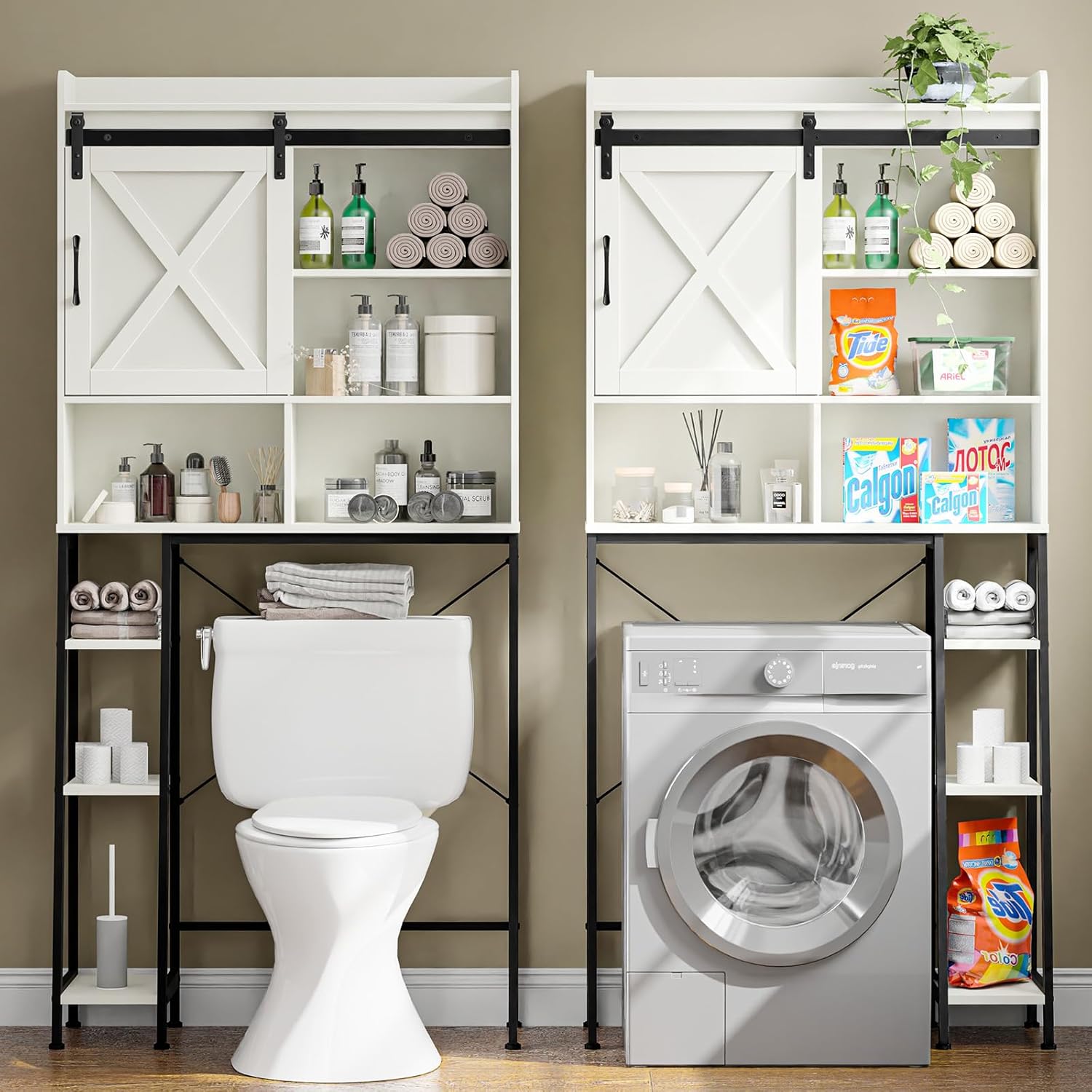 Over-the-Toilet Storage Rack Bathroom Organizer Space-Saving Toilet Shelf White