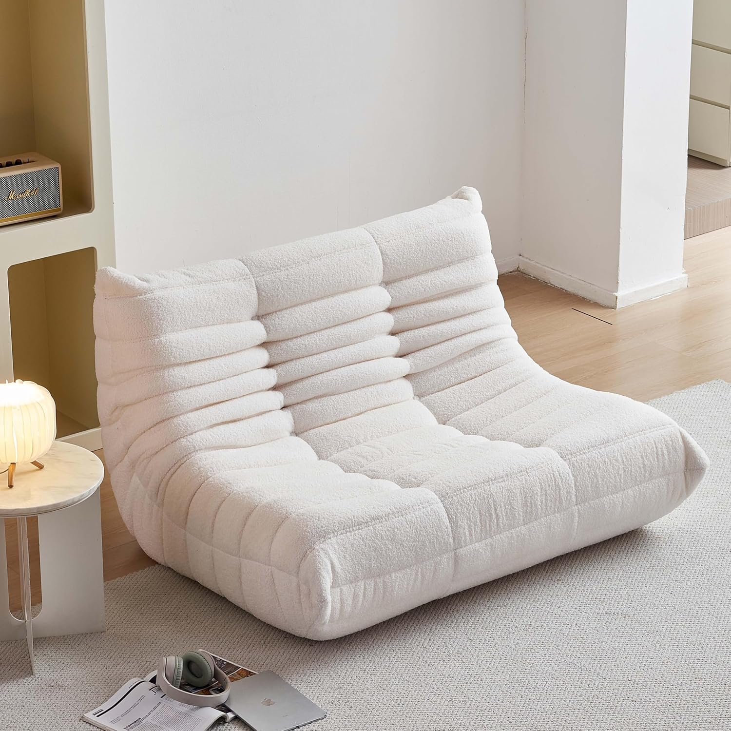 Bean Bag Chair for Adults, Oversized Loveseat Fireside Chair Comfy Bean Bag Couch, 2 Seater