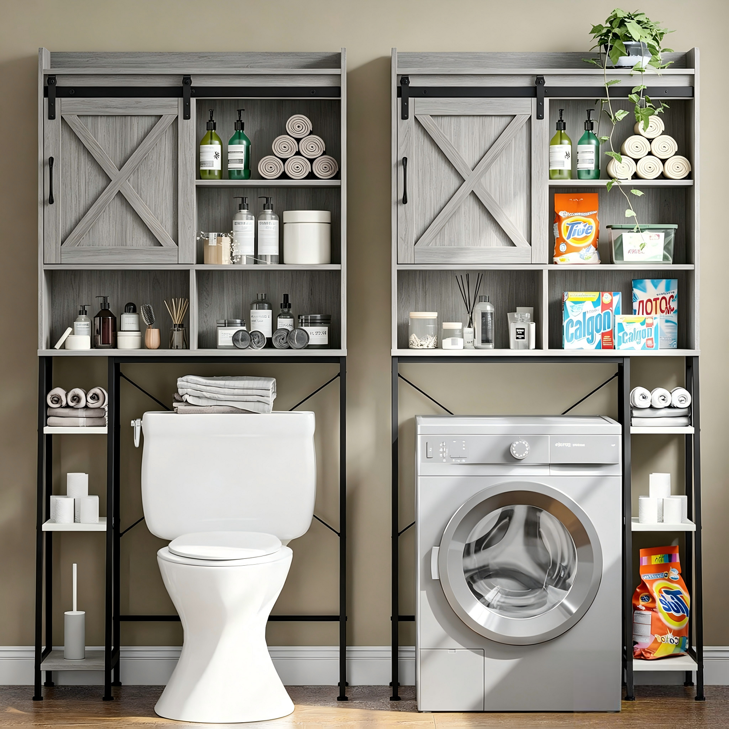 Over-the-Toilet Storage Rack Bathroom Organizer Space-Saving Toilet Shelf Gray
