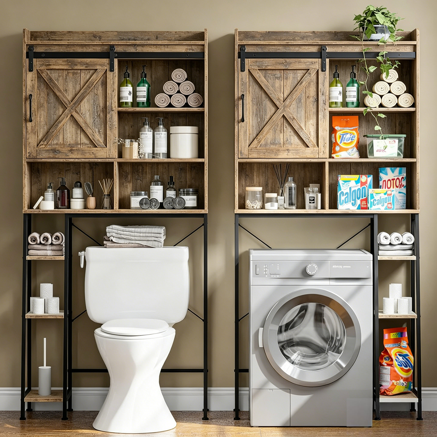 Over-the-Toilet Storage Rack Bathroom Organizer Space-Saving Toilet Shelf Brown