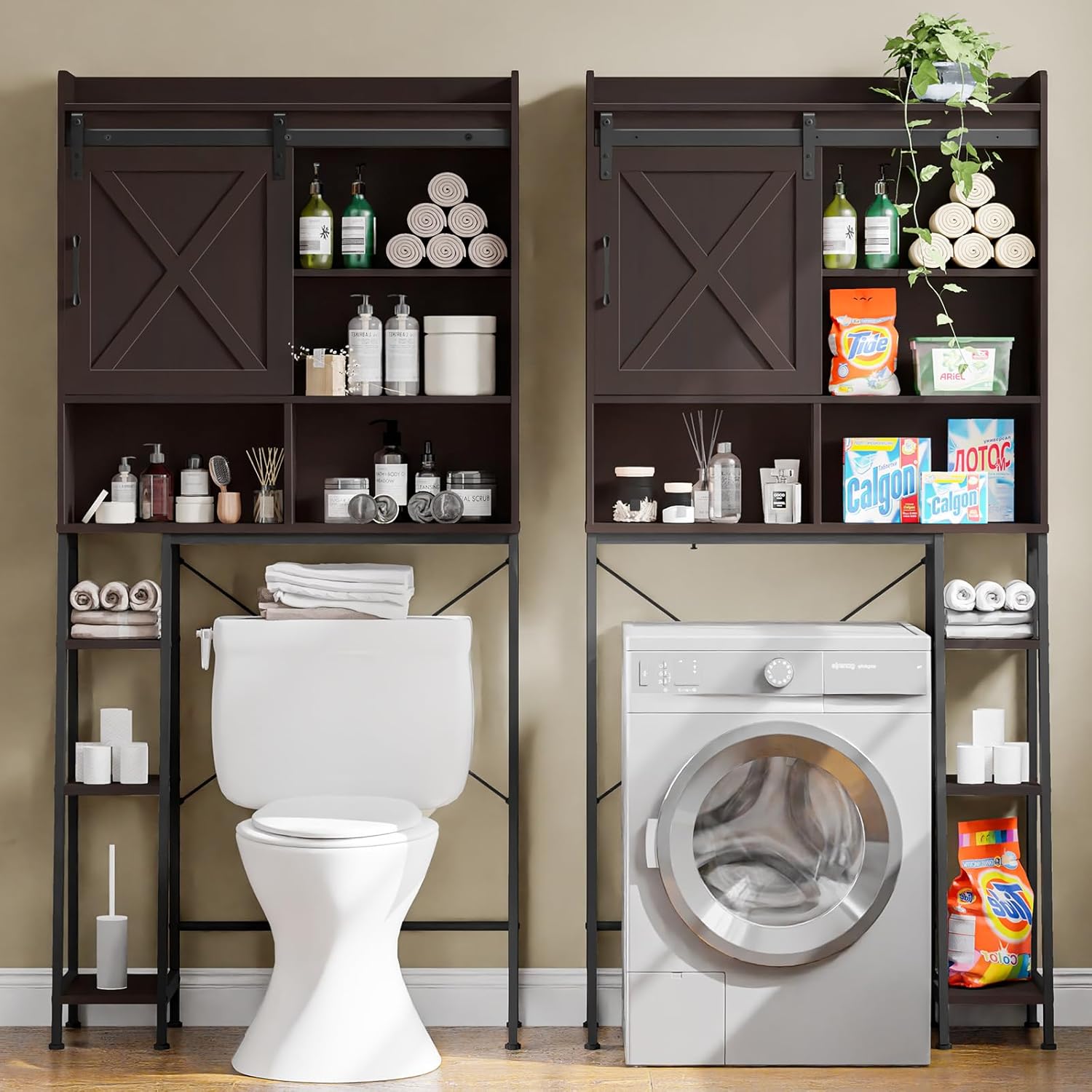 Over-the-Toilet Storage Rack Bathroom Organizer Space-Saving Toilet Shelf Coffee